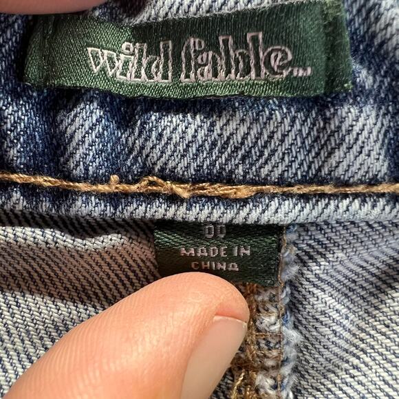 Wild Fable Women's Highest Rise Extreme Flare Jeans Daisy Floral Frayed Hem 00 - Picture 8 of 10